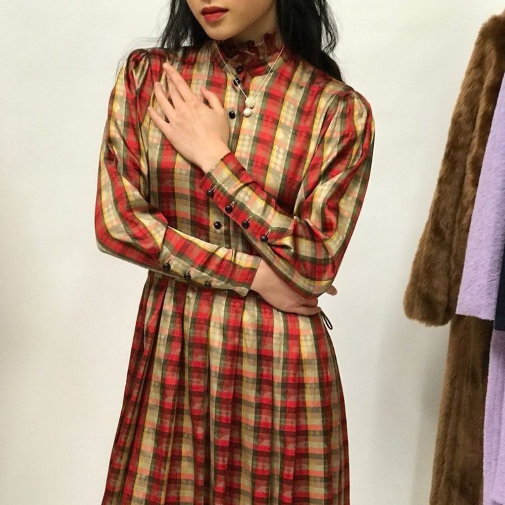 Vintage Prairie Dress in Gold/Red